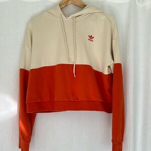 Adidas cropped colorblock hooded sweatshirt size M